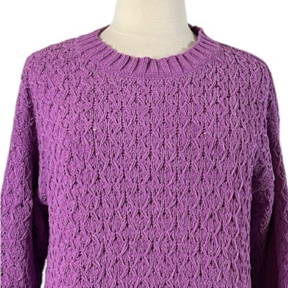 Seven7 Sweater Chenille Knit Crew Neck Wild Orchid Purple Women’s Size Large - Picture 4 of 9